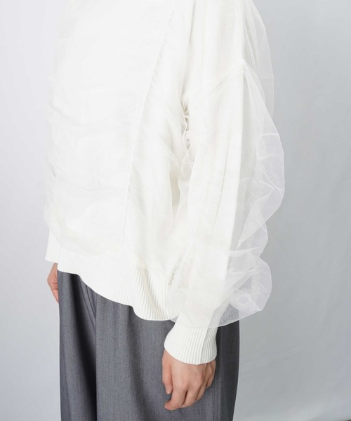 LUCA/LADY LUCK LUCA（ルカ/レディラックルカ）の「LC/LLL チュールラッピングニットプルオーバー（ニット/セーター・レディース・ブラック/アイボリー・FREE）」の3枚目の写真