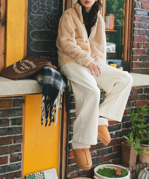 KOBE LETTUCE（コウベレタス）の「2way厚底バックバンドムートンサンダル（サンダル・レディース・キャメル/アイボリー/ブラック・L/LL/M/S）」の7枚目の写真