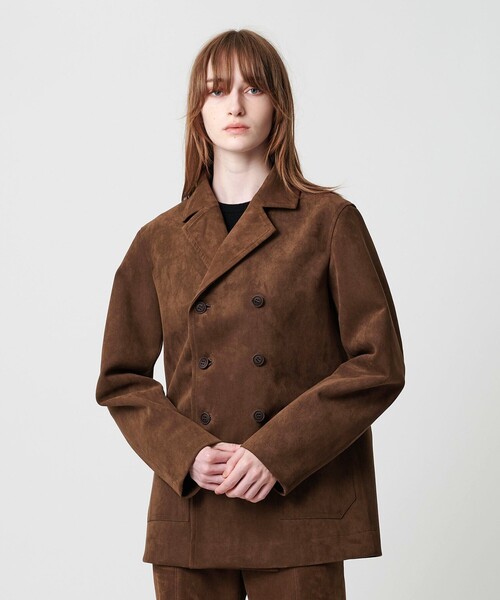 邦楽 Attitude ATTISESSION＞スエードライク ボンディング Pコート（ピーコート