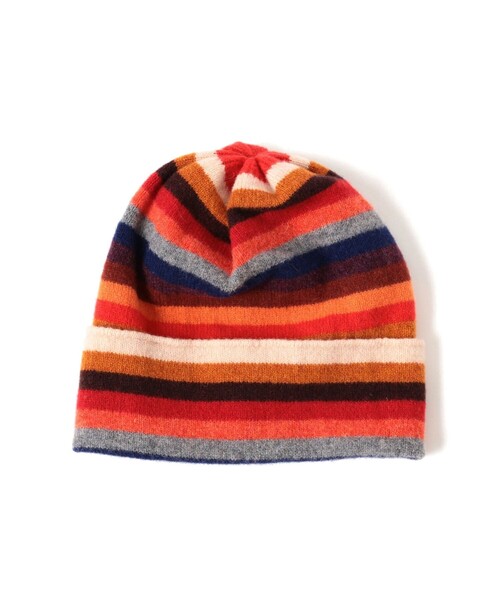 ROBERT MACKIE（ロバートマッキー）の「【別注】ROBERT MACKIE / マルチボーダー ニットキャップ（ニットキャップ/ビーニー・レディース・レッド/ブルー・ONE SIZE）」の3枚目の写真