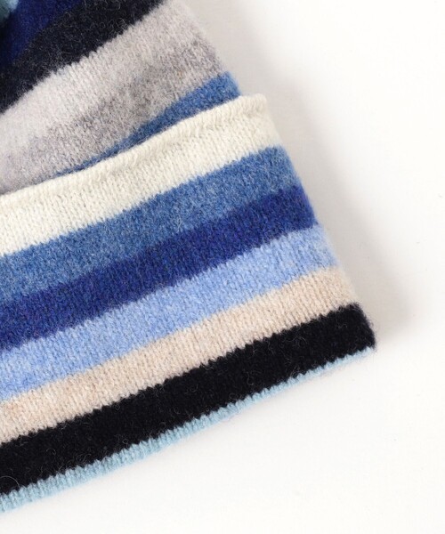 ROBERT MACKIE（ロバートマッキー）の「【別注】ROBERT MACKIE / マルチボーダー ニットキャップ（ニットキャップ/ビーニー・レディース・レッド/ブルー・ONE SIZE）」の5枚目の写真