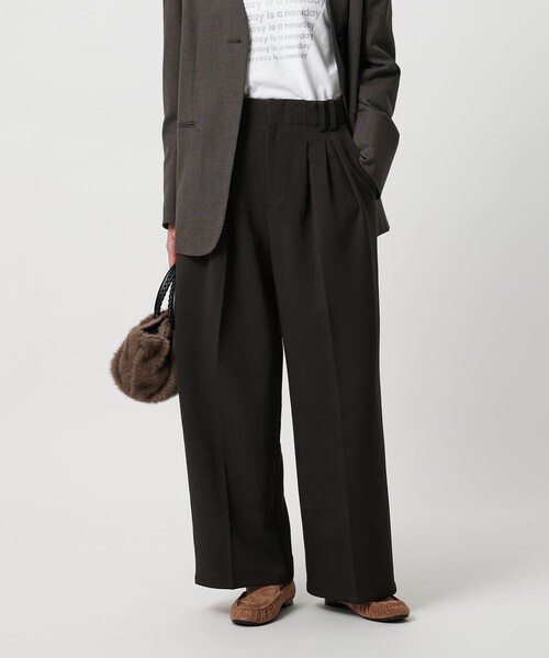 WEB限定 Wardrobe DAILY MINIMAL】ウールライク ランダムタック ワイド