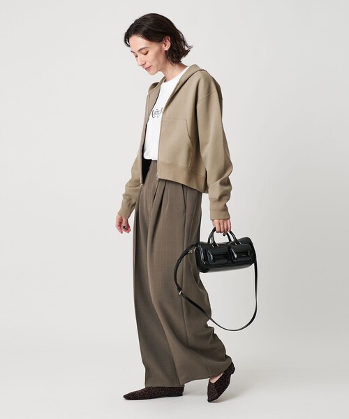 BEAUTY&YOUTH UNITED ARROWS（ビューティーアンドユースユナイテッドアローズ）の「【WEB限定 Wardrobe DAILY MINIMAL】ウールライク ランダムタック ワイドパンツ ウォッシャブル（スラックス・レディース・ブラック/グレー系/モカ・S/M/L）」の13枚目の写真