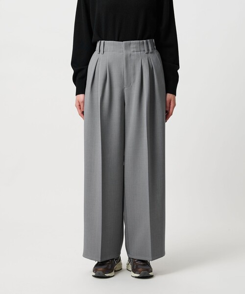 WEB限定 Wardrobe DAILY MINIMAL】ウールライク ランダムタック ワイド