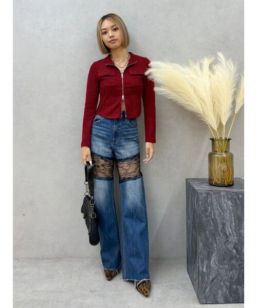 EVRIS(エヴリス)の「レースドッキングワイドデニムパンツ(デニムパンツ・レディース・ブラック/ブルー・MEDIUM/SMALL)」の15枚目の写真