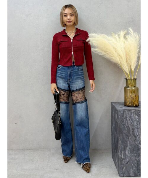 EVRIS大人気完売 レースドッキングワイドデニムパンツ レースドッキングワイドデニムパンツ[品番：MKSW0058159]｜EVRIS