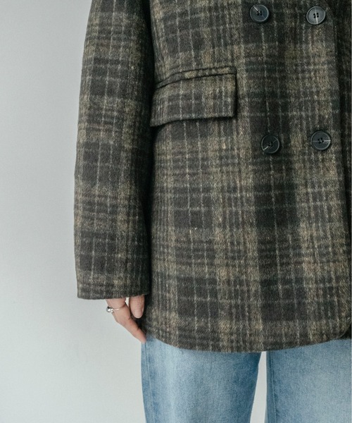 on:nue（オンニュ）の「【on:nue】ウールライクミドルジャケット（テーラードジャケット・レディース・チェック/グレー・FREE）」の8枚目の写真