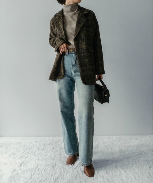 on:nue（オンニュ）の「【on:nue】ウールライクミドルジャケット（テーラードジャケット・レディース・チェック/グレー・FREE）」の11枚目の写真