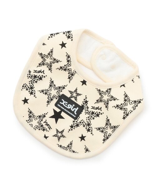 X-girl Stages（エックスガールステージス）の「星総柄スタイ（スタイ/よだれかけ・キッズ・アイボリー/ピンク・F）」の2枚目の写真