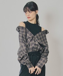 マルチウェイオフショルチェックシャツ×タンクトップ
