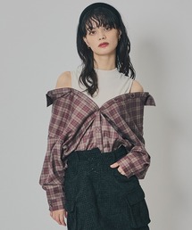 マルチウェイオフショルチェックシャツ×タンクトップ