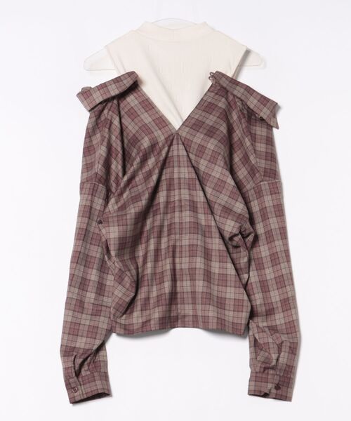 REDYAZEL（レディアゼル）の「マルチウェイオフショルチェックシャツ×タンクトップ（シャツ/ブラウス・レディース・ブラウン/グレー/ネイビー・FREE）」の7枚目の写真