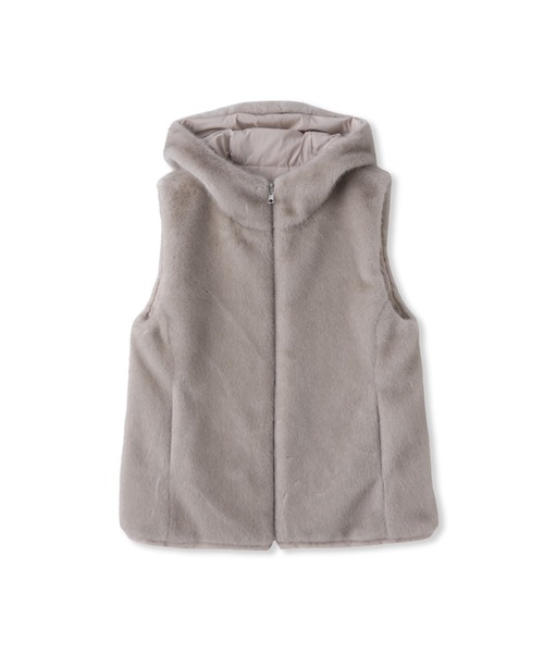 LAUTREAMONT（ロートレアモン）の「リバーシブルファーフーディベスト（その他アウター・レディース・ブラック/ベージュ・9号）」の3枚目の写真