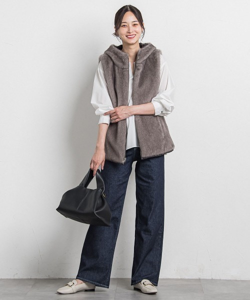 LAUTREAMONT（ロートレアモン）の「リバーシブルファーフーディベスト（その他アウター・レディース・ブラック/ベージュ・9号）」の15枚目の写真