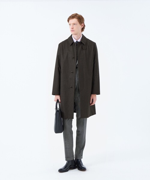 美品 マッキントッシュフィロソフィー 千鳥 ウール ステンカラーコート ベルト付 CANONICO(カノニコ)千鳥2レイヤー WELLINGTON（ウェリントン）（ステン