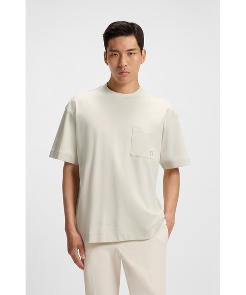 BOSS（ボス）の「シルケットコットン Tシャツ Double Bモノグラム（Tシャツ/カットソー・メンズ・ホワイト/ダークグリーン・XXL/S/XL/L/M/XXXL）」の2枚目の写真