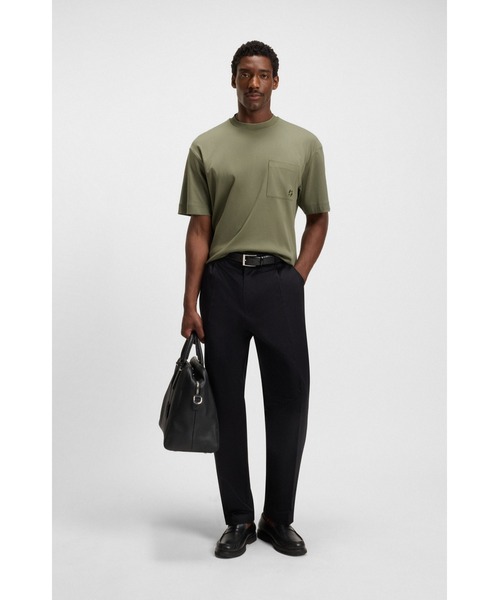BOSS（ボス）の「シルケットコットン Tシャツ Double Bモノグラム（Tシャツ/カットソー・メンズ・ホワイト/ダークグリーン・XXL/S/XL/L/M/XXXL）」の5枚目の写真