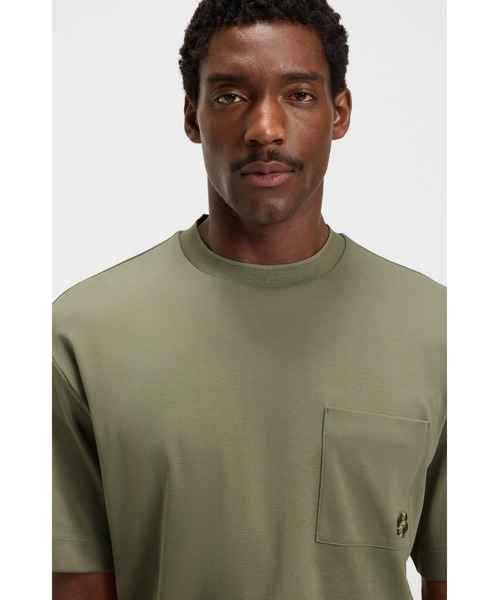 BOSS（ボス）の「シルケットコットン Tシャツ Double Bモノグラム（Tシャツ/カットソー・メンズ・ホワイト/ダークグリーン・XXL/S/XL/L/M/XXXL）」の4枚目の写真