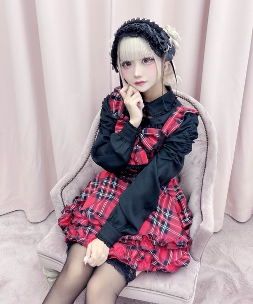 MA*RS(アメーバーマーズ)の「チェックDOLLYキャミワンピース(ワンピース・レディース・グレー/レッド・FREE)」の8枚目の写真