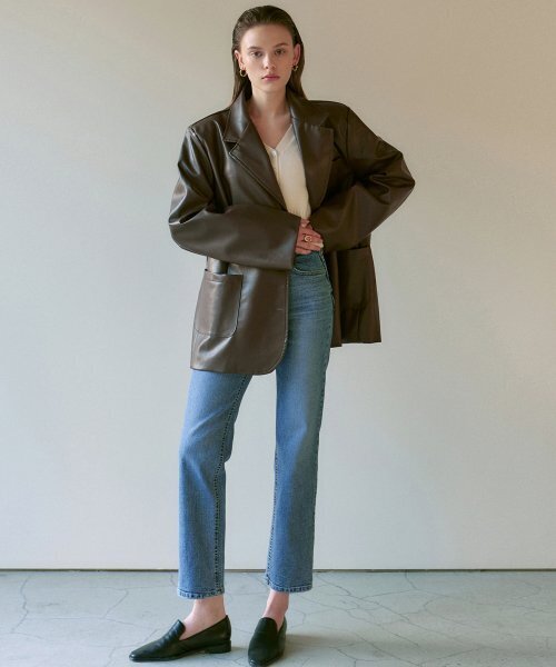 NICK&NICOLE(ニックアンドニコール)の「MANISH FAKE LEATHER JACKET_BROWN(ライダースジャケット・レディース・その他・FREE)」の3枚目の写真