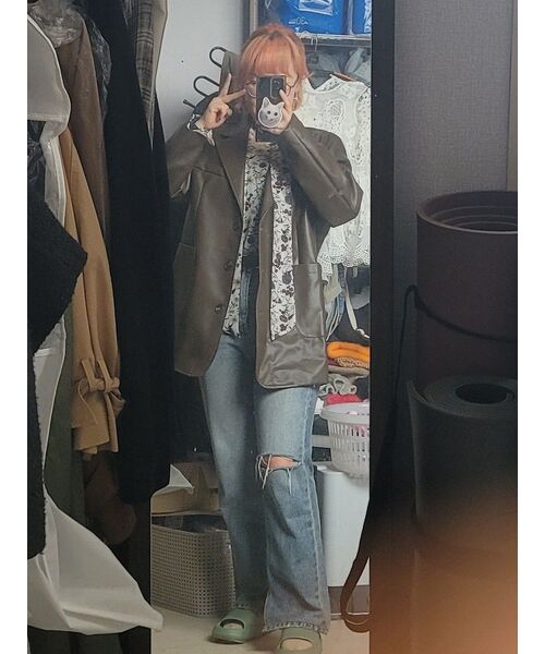 NICK&NICOLE(ニックアンドニコール)の「MANISH FAKE LEATHER JACKET_BROWN(ライダースジャケット・レディース・その他・FREE)」の8枚目の写真