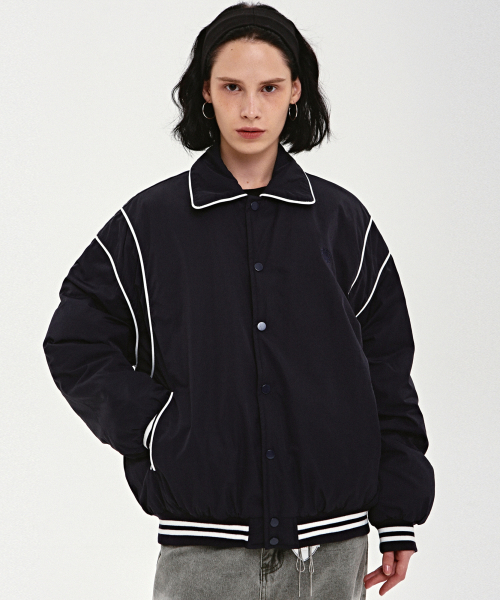 NICK&NICOLE(ニックアンドニコール)の「NICOLE VARSITY PADDING JUMPER_NAVY(ダウンジャケット/コート・レディース・その他・FREE)」の1枚目の写真