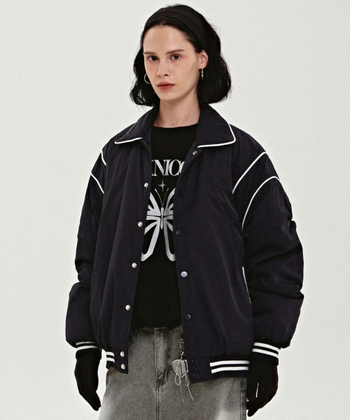NICK&NICOLE(ニックアンドニコール)の「NICOLE VARSITY PADDING JUMPER_NAVY(ダウンジャケット/コート・レディース・その他・FREE)」の2枚目の写真