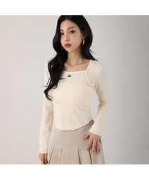 AVANDRESS（アバンドレス ）の「Square Neck Line Crop Long Sleeve Knit IVORY（ニット/セーター・レディース）」