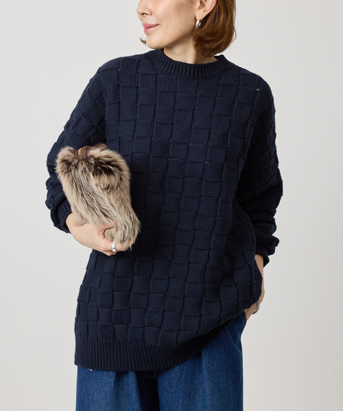 VERMEIL par iena（ヴェルメイユパーイエナ）の「リンクスブロックプルオーバー（ニット/セーター・レディース・ブラウン/ベージュ/ネイビー・FREE）」の3枚目の写真