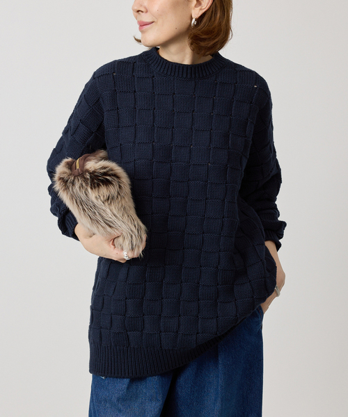 VERMEIL par iena（ヴェルメイユパーイエナ）の「リンクスブロックプルオーバー（ニット/セーター・レディース・ブラウン/ベージュ/ネイビー・FREE）」の7枚目の写真