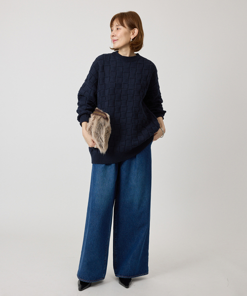 VERMEIL par iena（ヴェルメイユパーイエナ）の「リンクスブロックプルオーバー（ニット/セーター・レディース・ブラウン/ベージュ/ネイビー・FREE）」の8枚目の写真