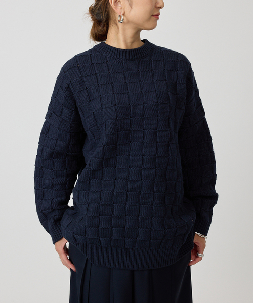 VERMEIL par iena（ヴェルメイユパーイエナ）の「リンクスブロックプルオーバー（ニット/セーター・レディース・ブラウン/ベージュ/ネイビー・FREE）」の4枚目の写真