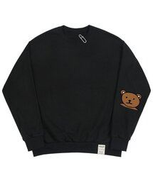 [UNISEX]エルボーベアスマイルマンツーマン_ブラック