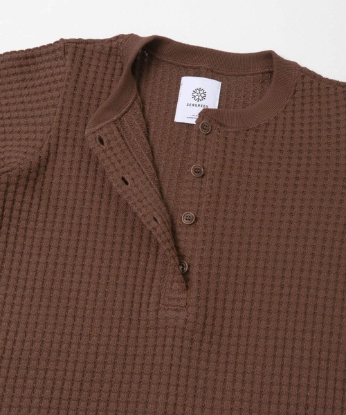 THE GOODLAND MARKET（ザグッドランドマーケット）の「SEAGREEN　BIG WAFFLE HENRY NECK ONEPIECE（ワンピース・レディース・ネイビー/ブラウン/アイボリー・1）」の9枚目の写真