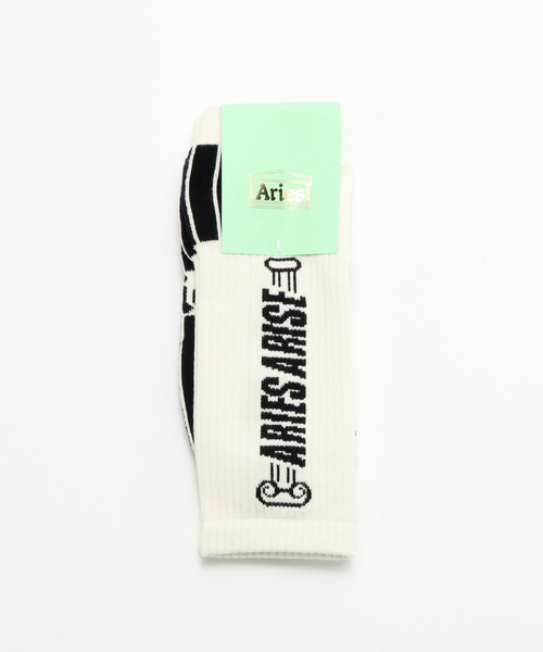 ARIES(アリーズ)の「ARIES / アリーズ COLUMN SOCK(ソックス/靴下・メンズ・ブラック/ホワイト/イエロー・SMALL/LARGE)」の2枚目の写真