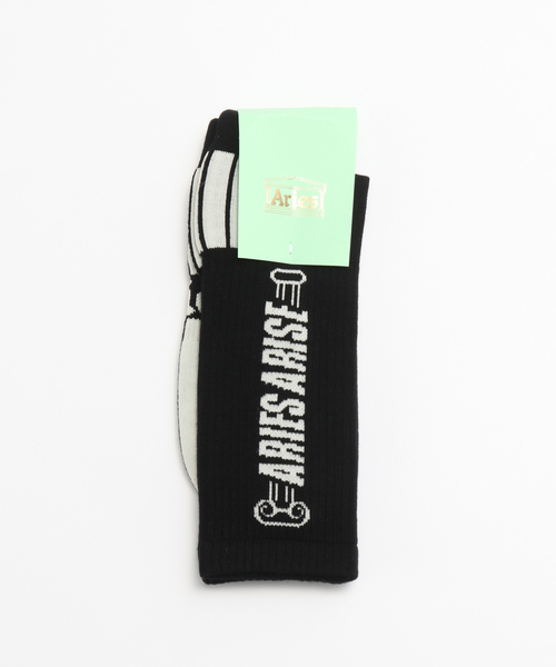 ARIES(アリーズ)の「ARIES / アリーズ COLUMN SOCK(ソックス/靴下・メンズ・ブラック/ホワイト/イエロー・SMALL/LARGE)」の1枚目の写真