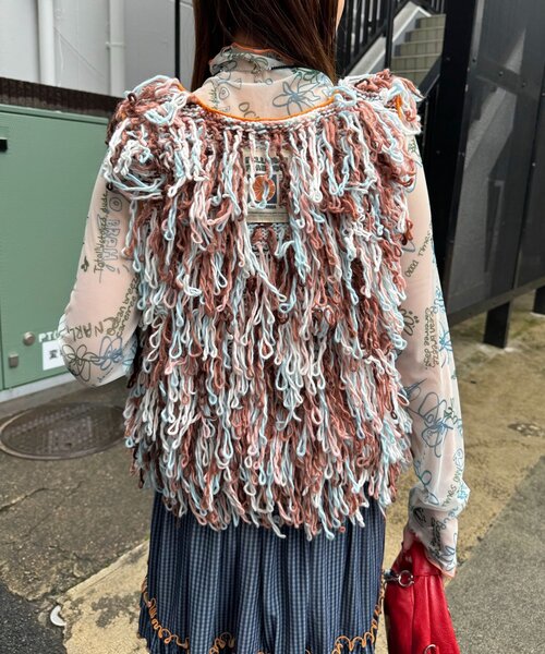 HELLO.SANFRANCISCO（ハローサンフランシスコ）の「【HELLO.SANFRANCISCO/ハローサンフランシスコ】カラーループフリンジリボンベスト（ベスト・レディース・オレンジ/ピンク・ONE SIZE）」の4枚目の写真