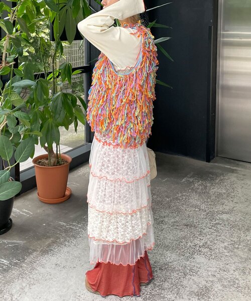 HELLO.SANFRANCISCO（ハローサンフランシスコ）の「【HELLO.SANFRANCISCO/ハローサンフランシスコ】カラーループフリンジリボンベスト（ベスト・レディース・オレンジ/ピンク・ONE SIZE）」の14枚目の写真