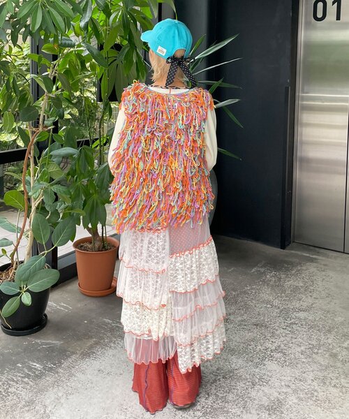 HELLO.SANFRANCISCO（ハローサンフランシスコ）の「【HELLO.SANFRANCISCO/ハローサンフランシスコ】カラーループフリンジリボンベスト（ベスト・レディース・オレンジ/ピンク・ONE SIZE）」の15枚目の写真