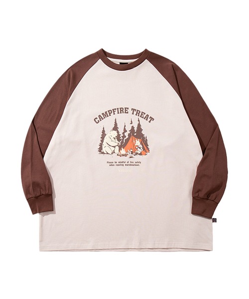S'more(スモア)の「S'more Campfire Treat Raglan L/S Tee キャンプファイヤートリートラグランロングスリーブTシャツ(Tシャツ/カットソー・レディース・ベージュ/ホワイト・MEDIUM/LARGE/X-LARGE/SMALL)」の1枚目の写真