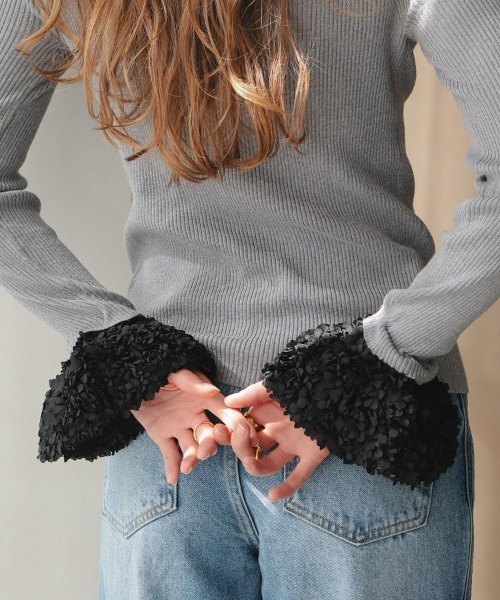 DONOBAN（ドノバン）の「フラワーブロッサムニット（ニット/セーター・レディース・アイボリー/ブラック/グレー・ONE）」の14枚目の写真