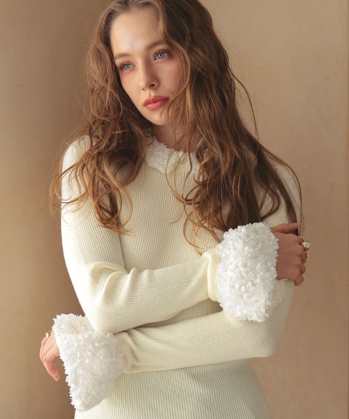 DONOBAN（ドノバン）の「フラワーブロッサムニット（ニット/セーター・レディース・アイボリー/ブラック/グレー・ONE）」の19枚目の写真