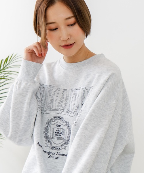 fort point(フォーポイント)の「【C-FORT POINT/フォートポイント】カレッジロゴ ステッチ刺繍トレーナー(スウェット・レディース・杢グレー/チャコールグレー/ライトグレー・FREE)」の1枚目の写真