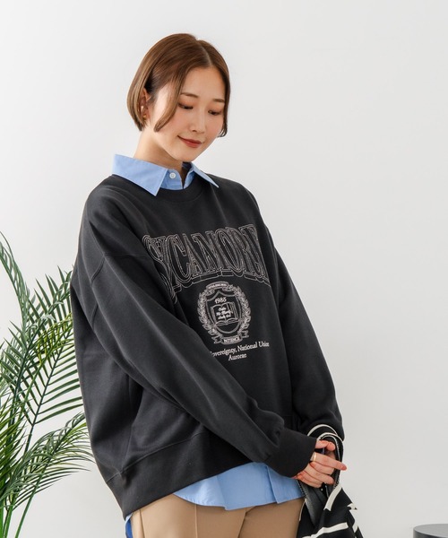 fort point(フォーポイント)の「【C-FORT POINT/フォートポイント】カレッジロゴ ステッチ刺繍トレーナー(スウェット・レディース・杢グレー/チャコールグレー/ライトグレー・FREE)」の21枚目の写真
