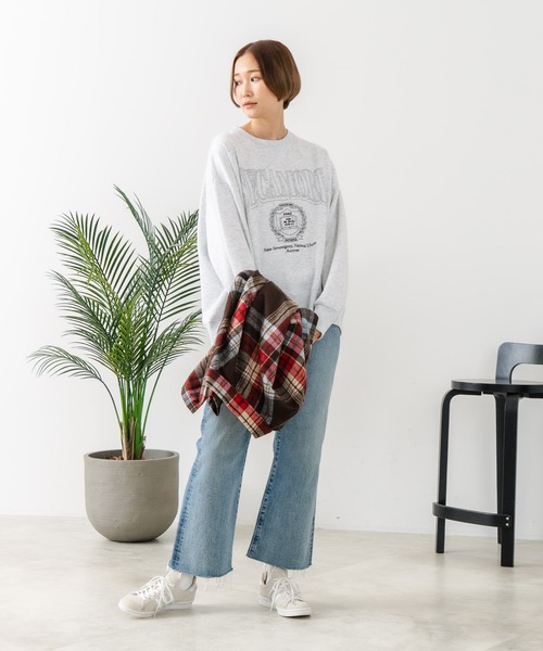 fort point(フォーポイント)の「【C-FORT POINT/フォートポイント】カレッジロゴ ステッチ刺繍トレーナー(スウェット・レディース・杢グレー/チャコールグレー/ライトグレー・FREE)」の15枚目の写真