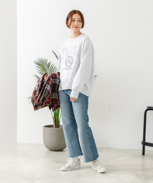 fort point(フォーポイント)の「【C-FORT POINT/フォートポイント】カレッジロゴ ステッチ刺繍トレーナー(スウェット・レディース・杢グレー/チャコールグレー/ライトグレー・FREE)」の16枚目の写真