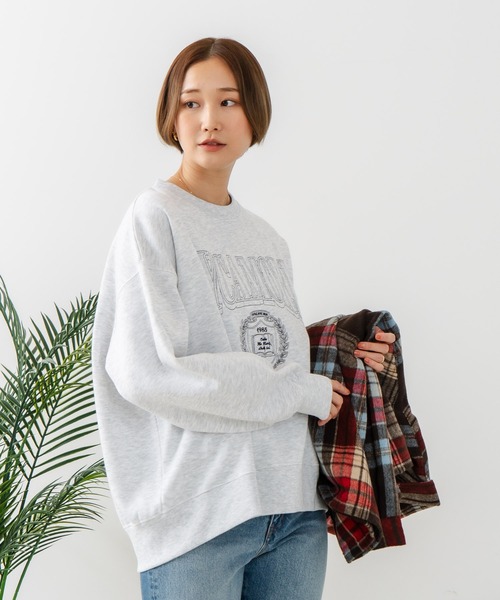 fort point(フォーポイント)の「【C-FORT POINT/フォートポイント】カレッジロゴ ステッチ刺繍トレーナー(スウェット・レディース・杢グレー/チャコールグレー/ライトグレー・FREE)」の9枚目の写真