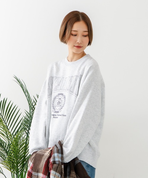 fort point(フォーポイント)の「【C-FORT POINT/フォートポイント】カレッジロゴ ステッチ刺繍トレーナー(スウェット・レディース・杢グレー/チャコールグレー/ライトグレー・FREE)」の10枚目の写真