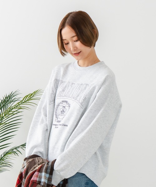 fort point(フォーポイント)の「【C-FORT POINT/フォートポイント】カレッジロゴ ステッチ刺繍トレーナー(スウェット・レディース・杢グレー/チャコールグレー/ライトグレー・FREE)」の11枚目の写真