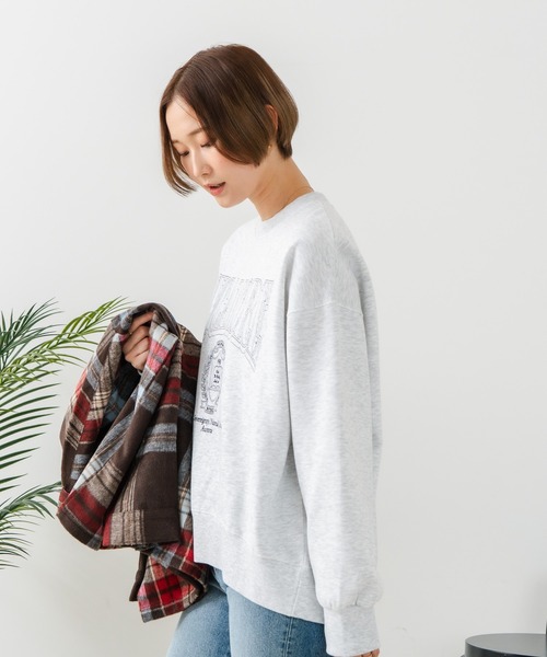 fort point(フォーポイント)の「【C-FORT POINT/フォートポイント】カレッジロゴ ステッチ刺繍トレーナー(スウェット・レディース・杢グレー/チャコールグレー/ライトグレー・FREE)」の12枚目の写真
